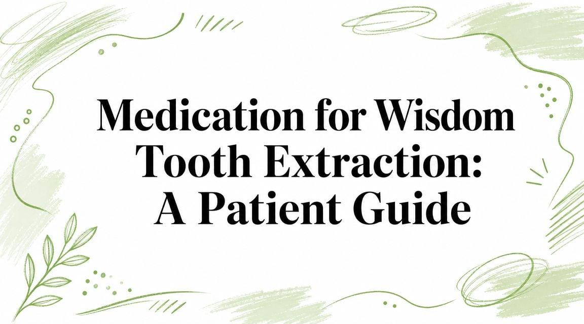 Cover slide titled 'Medication for Wisdom Tooth Extraction: A Patient Guide' with a green decorative border