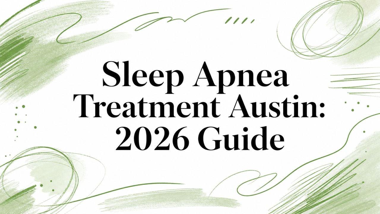 Guide cover titled 'Sleep Apnea Treatment Austin: 2026 Guide' with green abstract brush strokes.