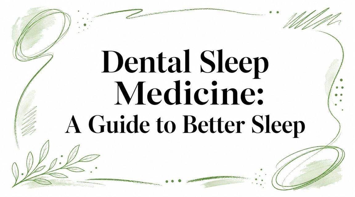 Cover for 'Dental Sleep Medicine: A Guide to Better Sleep' with green brush strokes and leafy decorations.