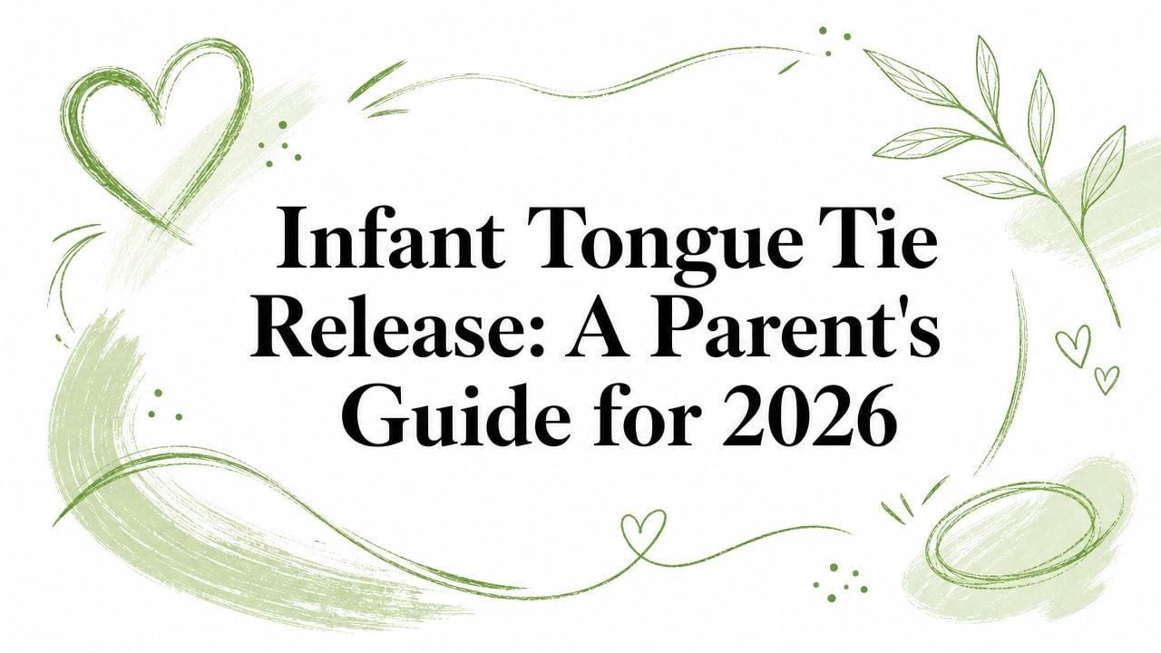 Infant Tongue Tie Release: A Parent's Guide for 2026 (decorative green brush-stroke banner)