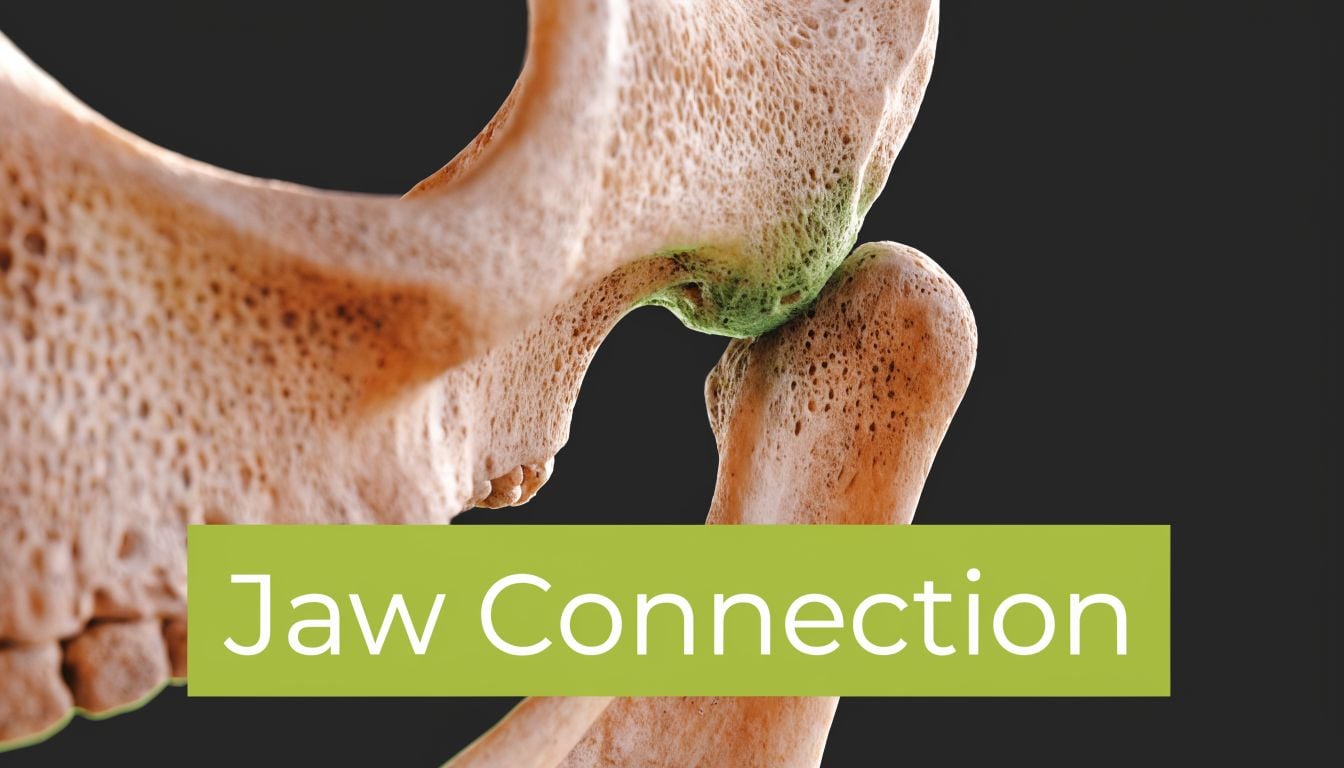 A close-up view of the temporomandibular joint, illustrating the connection between the skull and the jawbone.