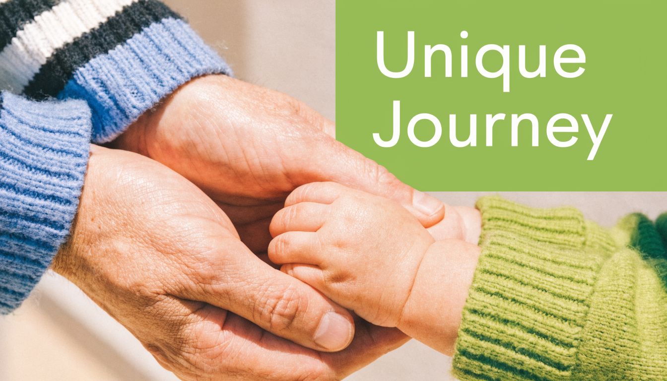 A gentle adult hand holding a baby's tiny hand, symbolizing care, connection, and family support.